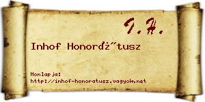 Inhof Honorátusz névjegykártya