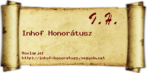 Inhof Honorátusz névjegykártya